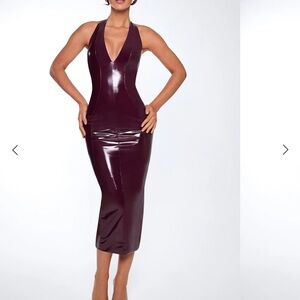 Elegant Burgundy Halter Dress